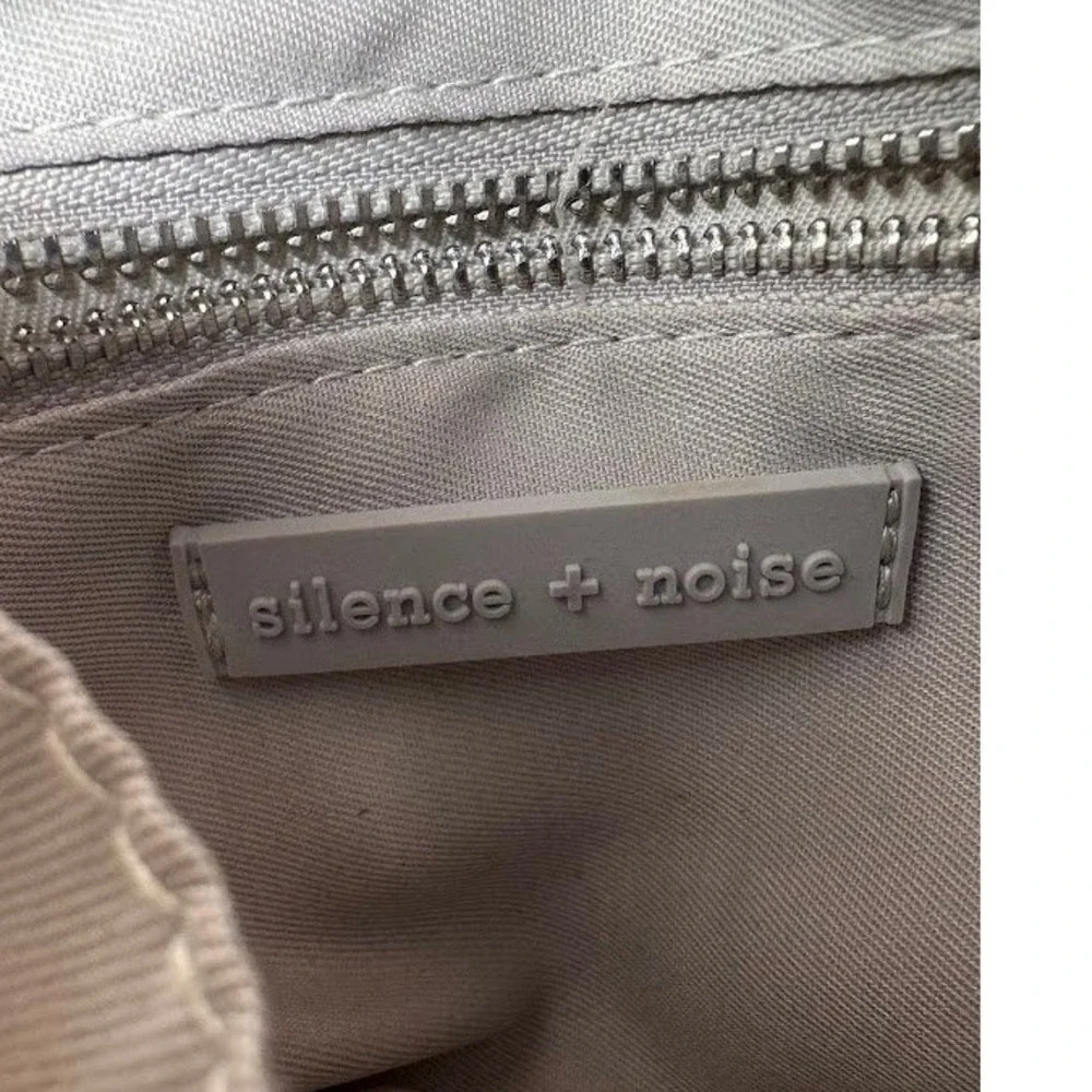 Silence + Noise Silver Puffer Crossbody Tote Bag Quilted Metallic Shoulder